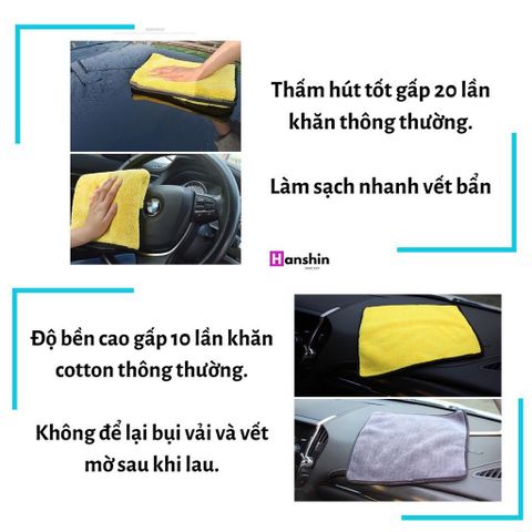 Khăn Lau Ô Tô 2 Lớp Chuyên Dụng Scar - Siêu Thấm Hút, Không Gây Xước, Màu Vàng Xám, Kích Thước 30x30cm, Tiện Lợi Dùng Mọi Nơi
