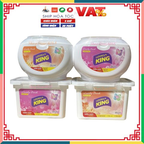Viên Giặt Quần Áo 3in1 Golden King - Hương Gió Xuân và Hồng, Khử Mùi, Làm Sạch Hiệu Quả, An Toàn Với Mọi Loại Vải