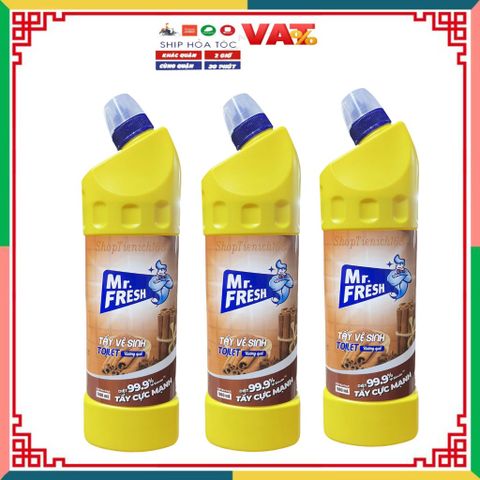 Chai Tẩy Vệ Sinh Toilet Mr.Fresh 900ml - Đậm Đặc, Khử Mùi Hương Quế, Diệt Khuẩn 99.9%, An Toàn Cho Bề Mặt Sử Dụng