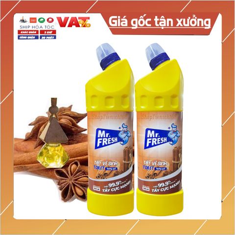 Chai Tẩy Vệ Sinh Toilet Mr.Fresh 900ml - Đậm Đặc, Khử Mùi Hương Quế, Diệt Khuẩn 99.9%, An Toàn Cho Bề Mặt Sử Dụng
