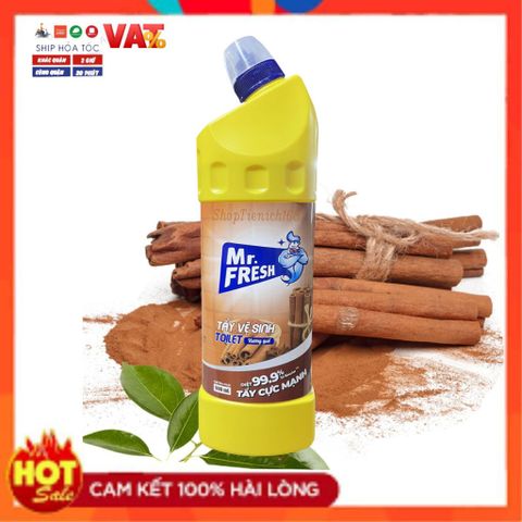 Chai Tẩy Vệ Sinh Toilet Mr.Fresh 900ml - Đậm Đặc, Khử Mùi Hương Quế, Diệt Khuẩn 99.9%, An Toàn Cho Bề Mặt Sử Dụng