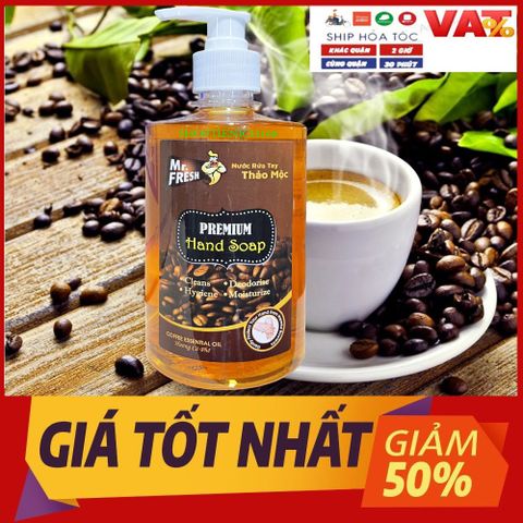 Nước Rửa Tay Khử Mùi Mr.Fresh 500ml Hương Café - Diệt Khuẩn, Chăm Sóc Da, Thơm Mát, Dễ Dàng Sử Dụng