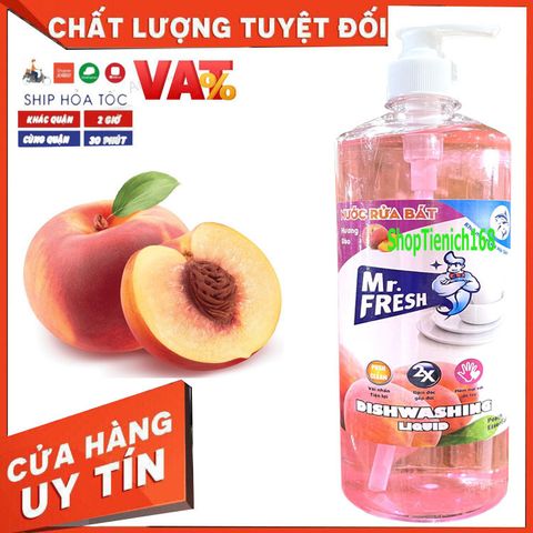 Nước Rửa Chén Đậm Đặc Mr Fresh 800ml - Tiết Kiệm, An Toàn, Hương Đào, Cam, Trà Xanh, Quế Cho Bát Đĩa Sạch Bong Sáng Bóng