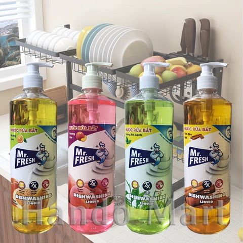 Nước Rửa Chén Đậm Đặc Mr Fresh 800ml - Tiết Kiệm, An Toàn, Hương Đào, Cam, Trà Xanh, Quế Cho Bát Đĩa Sạch Bong Sáng Bóng