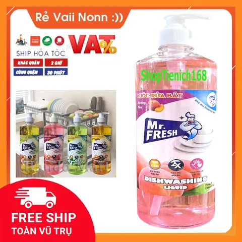 Nước Rửa Chén Đậm Đặc Mr Fresh 800ml - Tiết Kiệm, An Toàn, Hương Đào, Cam, Trà Xanh, Quế Cho Bát Đĩa Sạch Bong Sáng Bóng