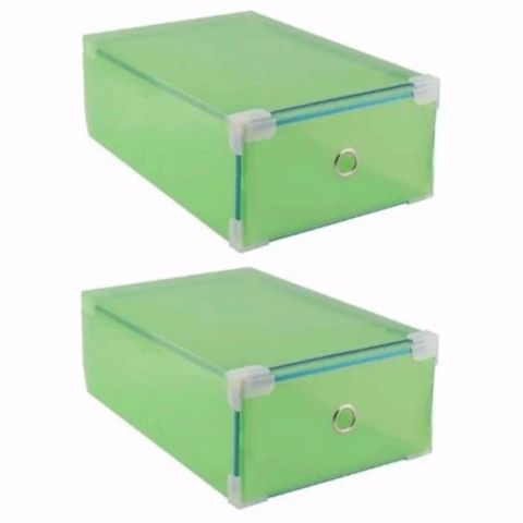 Bộ 2 Hộp Đựng Giày Trong Suốt Viền Kim Loại - Giải Pháp Bảo Quản Giày Thông Minh, Gọn Gàng, Chất Liệu Nhựa Bền Đẹp