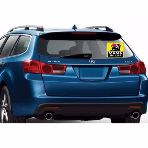 Miếng Dán Phản Quang Ô Tô Mama In Car Bà Bầu - Decal Chống Nước, Phản Quang An Toàn, Hình Em Bé Ngộ Nghĩnh 11x11cm