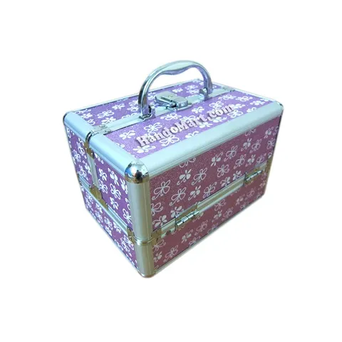 Hộp đựng đồ trang điểm cỡ trung Hồng - Đựng mỹ phẩm thời thượng, chất liệu nhôm và vải nhung, kích thước 23x17x15cm