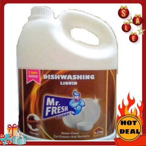 Nước Rửa Chén Bát Siêu Đậm Đặc Mr.Fresh 4.2kg - Hương Quế Tự Nhiên, Khử Mùi, Làm Sạch Đánh Bóng Đồ Dùng Nhà Bếp