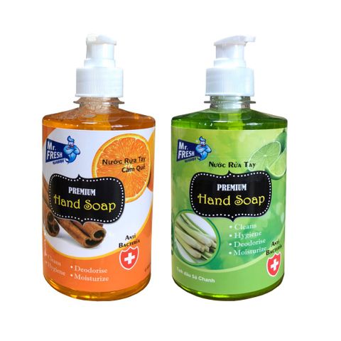 Combo 2 Nước Rửa Tay Khử Mùi Mr.Fresh 500ml Hương Dưa Táo, Dâu, Quế - Diệt Khuẩn, Làm Sạch Mịn Màng, Dụng Cụ Chăm Sóc Cơ Thể
