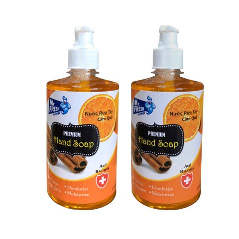 Combo 2 Nước Rửa Tay Khử Mùi Mr.Fresh 500ml Hương Dưa Táo, Dâu, Quế - Diệt Khuẩn, Làm Sạch Mịn Màng, Dụng Cụ Chăm Sóc Cơ Thể
