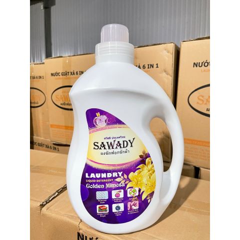 Nước Giặt Xả 6 In 1 Sawady Thái Lan 3,8L - Hương Thơm Quyến Rũ, Giặt Sạch Nhanh Chóng, Bảo Vệ Màu Vải, Dùng Cho Giặt Tay & Máy