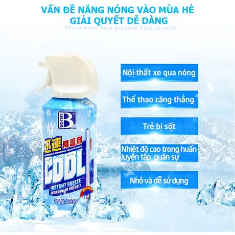 Bình Xịt Làm Lạnh Tức Thời Ô Tô Xe Máy BOTNY 180ml - Khử Mùi Hiệu Quả, Làm Mát Nhanh Chóng Với Hương Bạc Hà
