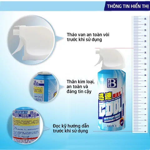 Bình Xịt Làm Lạnh Tức Thời Ô Tô Xe Máy BOTNY 180ml - Khử Mùi Hiệu Quả, Làm Mát Nhanh Chóng Với Hương Bạc Hà