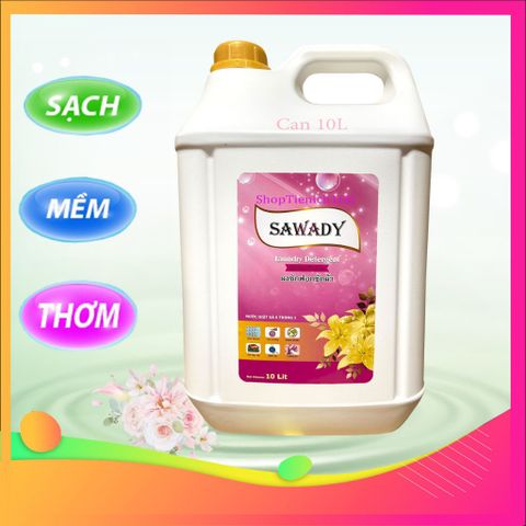 Nước giặt xả Sawady 6 trong 1 hương PERFUME 20L - Tẩy sạch, làm mềm vải, hương thơm quyến rũ - Giao 2 can 10L