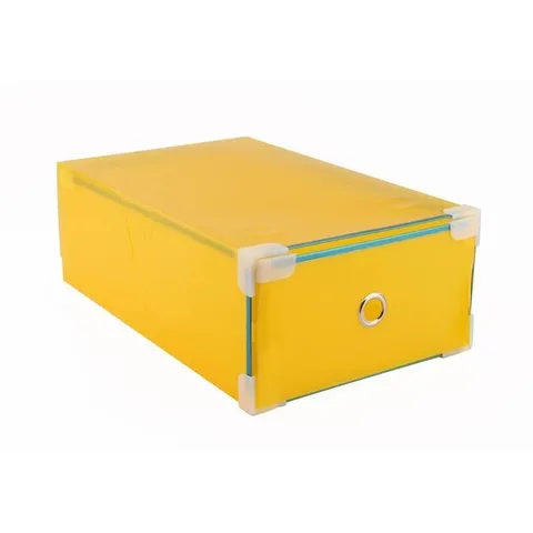Bộ 5 hộp đựng giày trong suốt viền kim loại - Giải pháp lưu trữ giày tiện lợi, sắc màu sống động, bảo quản giày sạch sẽ và ngăn nắp