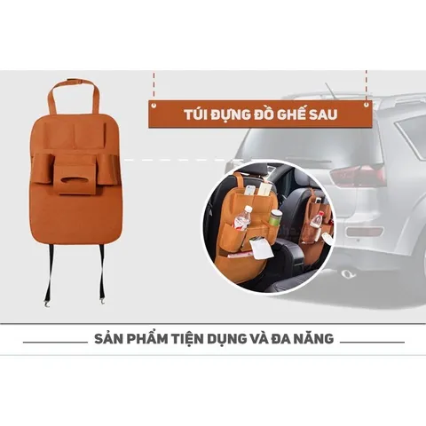 Túi Treo Lưng Ghế Ô Tô TI298 - Vải Không Dệt Siêu Bền, 6 Ngăn Đựng Đồ Tiện Lợi, Giữ Sạch Lưng Ghế, Màu Xám