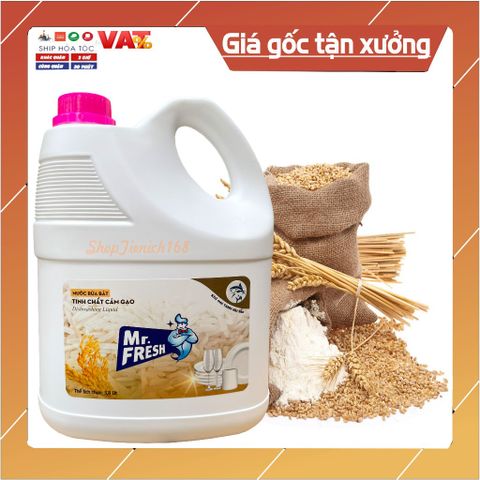 Nước Rửa Chén Mr.Fresh 3.8L Hương Cám Gạo - Đánh Bay Dầu Mỡ, Dịu Nhẹ Da Tay, An Toàn Cho Gia Đình