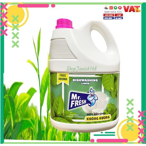 Nước Rửa Chén Mr.Fresh 3.8L Hương Cám Gạo - Đánh Bay Dầu Mỡ, Dịu Nhẹ Da Tay, An Toàn Cho Gia Đình