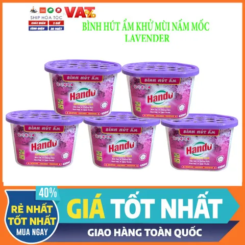 Bộ 3 Bình Hút Ẩm Khử Mùi Nấm Mốc Hando 450ml Hương Hoa Oải Hương - Giữ Khô Rửa Chén, Quần Áo, Nhà Ở Thoáng Mát