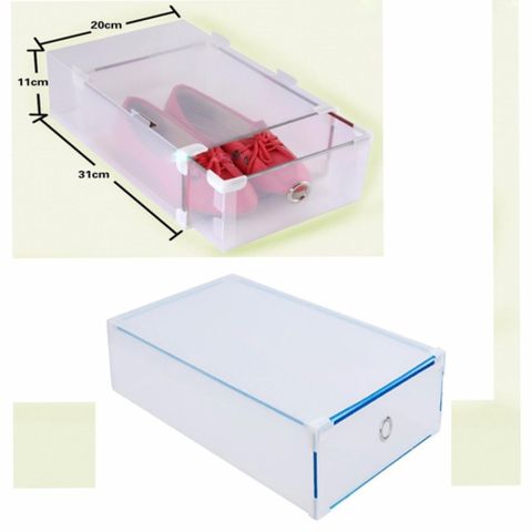 Bộ 2 hộp đựng giày trong suốt viền kim loại cao cấp - Giải pháp bảo quản giày tiện ích, ngăn nắp và gọn gàng cho không gian sống