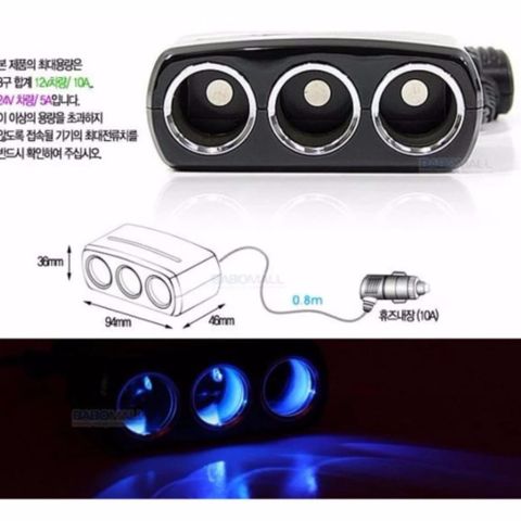 Bộ Chia Tẩu Đa Năng 3 Cổng Ô Tô Zingaro Korea RCB118 - Sạc Nhiều Thiết Bị Đồng Thời, Thích Hợp Cho Xe Hơi