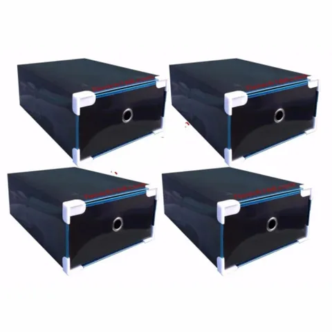 Bộ 4 Hộp Đựng Giày Có Ngăn Kéo Viền Kim Loại Đen TI750 - Bảo Quản Giày Thông Minh, Ngăn Nắp và Tiện Ích