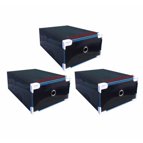 Bộ 3 Hộp Đựng Giày Trong Suốt Viền Kim Loại Cao Cấp - Giữ Sạch Đẹp và Ngăn Nắp cho Giày Dép
