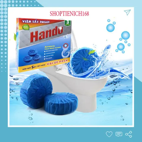 Viên Tẩy Bồn Cầu Hando RCB117 - Bộ 2 Vỉ 4 Viên Khử Mùi Và Tẩy Sạch Bám Bẩn, Công Nghệ Sinh Học Tiên Tiến, An Toàn Sử Dụng
