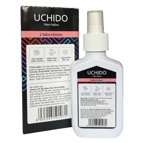 Xịt Khử Mùi Kháng Khuẩn UCHIDO 120ml - Hương Hawaii Sunrise & Romantic Love - Thơm Mát Cho Quần Áo, Rèm, Giày