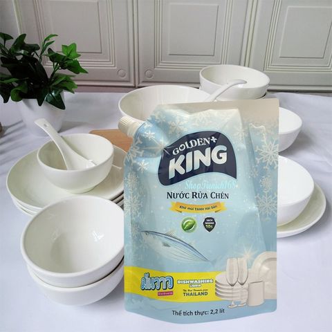 Nước Rửa Chén Khử Mùi Hải Sản Golden King 2.2L - Tinh Dầu Quế Cho Bát Đĩa Sáng Bóng, Loại Bỏ Dầu Mỡ Hiệu Quả