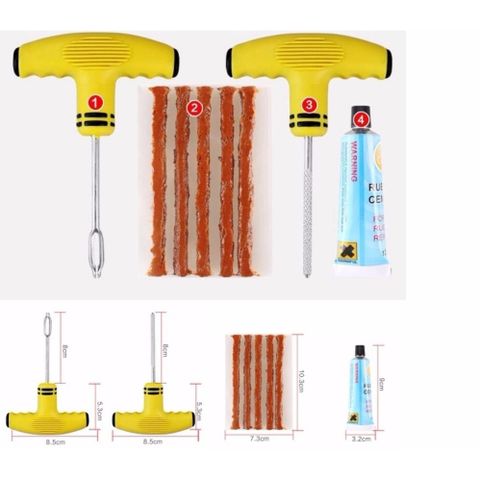 Bộ Vá Lốp Không Săm Cao Cấp Cho Ô Tô Xe Máy TI692 - Dụng Cụ Khẩn Cấp Đi Phượt, Không Cần Tháo Bánh Xe