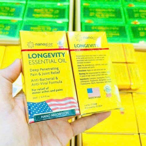 Dầu Gió Dạng Lăn Nanogize Longevity 21ml - Giảm Đau Cơ Khớp & Thư Giãn Tinh Thần - Chăm Sóc Sức Khỏe Tự Nhiên