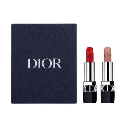 [ bản tester ] Set 2 Son Mini Dior Rouge Màu 999 Velvet Và 100 Velvet (1.5g x 2)