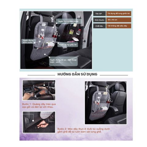 Túi treo lưng ghế ôtô chất liệu vải không dệt TI299 (Nâu vàng)