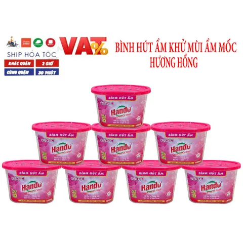 Bộ 8 Bình Hút Ẩm Khử Mùi Hando Lavender 450ml - Chống Nấm Mốc, Giữ Không Khí Thoáng Mát, Hương Hoa Hồng Dịu Nhẹ