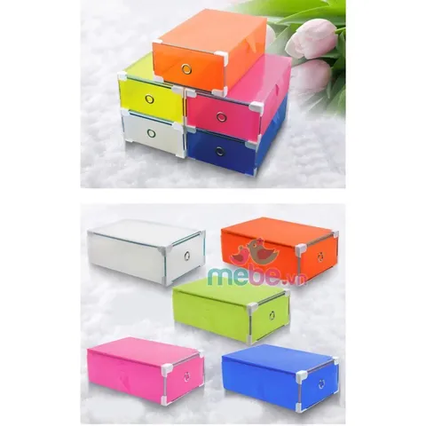 Bộ 5 Hộp Đựng Giày Ngăn Kéo Viền Kim Loại - Thiết Kế Hiện Đại, Nhựa Trong Suốt, Sắp Xếp Giày Gọn Gàng, Tiện Lợi