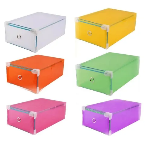 Bộ 5 Hộp Đựng Giày Ngăn Kéo Viền Kim Loại - Thiết Kế Hiện Đại, Nhựa Trong Suốt, Sắp Xếp Giày Gọn Gàng, Tiện Lợi
