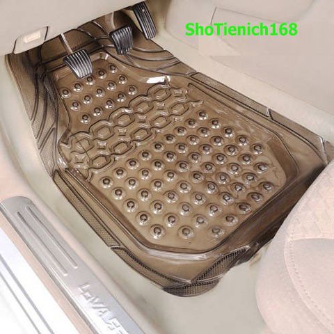 Thảm Lót Sàn Xe Hơi PVC Trong Suốt - Dành Cho Xe 4-5 Chỗ, Phong Cách Thời Trang, Dễ Vệ Sinh, Họa Tiết Kẻ Sọc