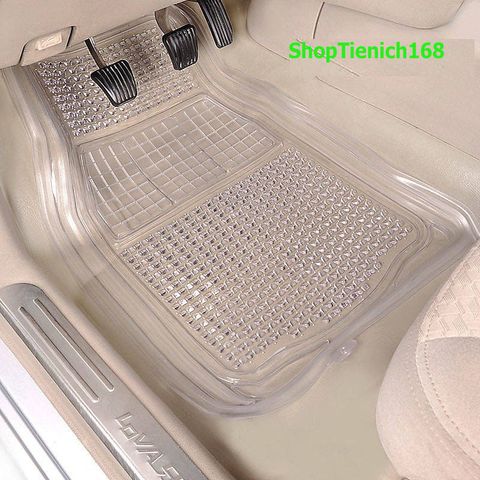 Thảm Lót Sàn Xe Hơi PVC Trong Suốt - Dành Cho Xe 4-5 Chỗ, Phong Cách Thời Trang, Dễ Vệ Sinh, Họa Tiết Kẻ Sọc