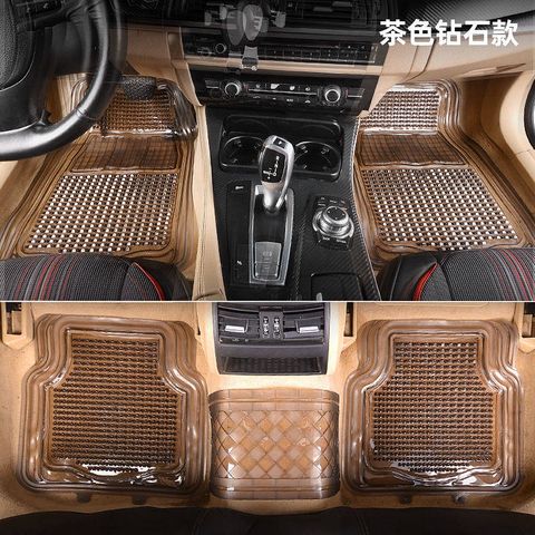 Thảm Lót Sàn Xe Hơi PVC Trong Suốt - Dành Cho Xe 4-5 Chỗ, Phong Cách Thời Trang, Dễ Vệ Sinh, Họa Tiết Kẻ Sọc