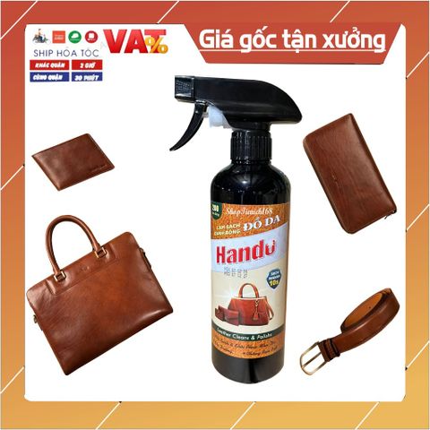 Chai Bảo Dưỡng Đánh Bóng Da Hando 500ml - Khôi Phục Màu Sắc, Bảo Vệ Chống Nước & Nấm Mốc, Phù Hợp Với Giày, Túi Xách, Áo Khoác