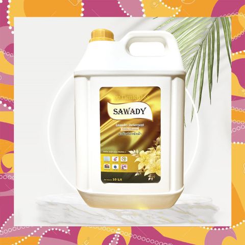 Nước Giặt Xả 6 In 1 Sawady Thái Lan 10L - Giặt Sạch, Bảo Vệ Màu, Hương Thơm Quyến Rũ, Đậm Đặc Tinh Dầu Nước Hoa