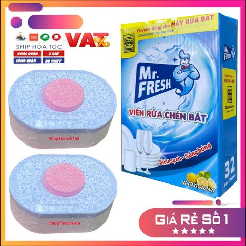 Combo Rửa Bát Mr. Fresh - Muối 1000g, Nước Làm Bóng Chén Đĩa Hương Chanh 500ml, Nước Vệ Sinh Máy Rửa Bát 250ml
