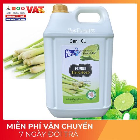 Nước Rửa Tay Khử Mùi Mr.Fresh 10L Hương Chanh Sả - Kháng Khuẩn, Làm Sạch Mềm Mại, Phù Hợp Nhà Hàng, Khách Sạn, Bệnh Viện