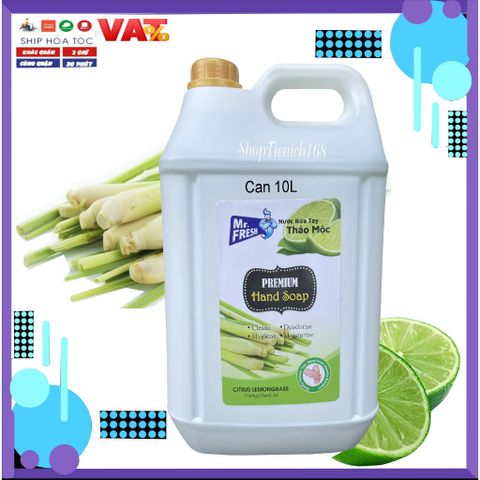Nước Rửa Tay Khử Mùi Mr.Fresh 10L Hương Chanh Sả - Kháng Khuẩn, Làm Sạch Mềm Mại, Phù Hợp Nhà Hàng, Khách Sạn, Bệnh Viện