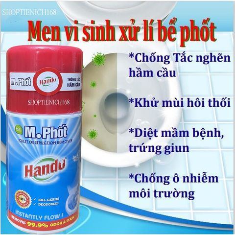 Bột Vi Sinh Thông Tắc Hầm Cầu 300g Hando - Khử Mùi Hôi, Làm Sạch Hiệu Quả, Tiện Lợi Cho Gia Đình và Văn Phòng