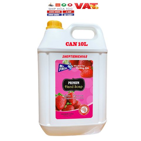 Nước Rửa Tay Kháng Khuẩn Mr.Fresh 10L Hương Dâu - Sạch Khuẩn, Khử Mùi, Dùng Cho Nhà Hàng, Khách Sạn, Bệnh Viện, Trường Học