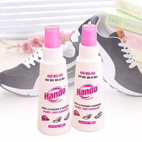 Bộ 2 Chai Xịt Khử Mùi Hando 120ml cho Giày, Dép và Mũ Bảo Hiểm - Khử Hôi và Diệt Khuẩn An Toàn, Dễ Dàng Mang Theo