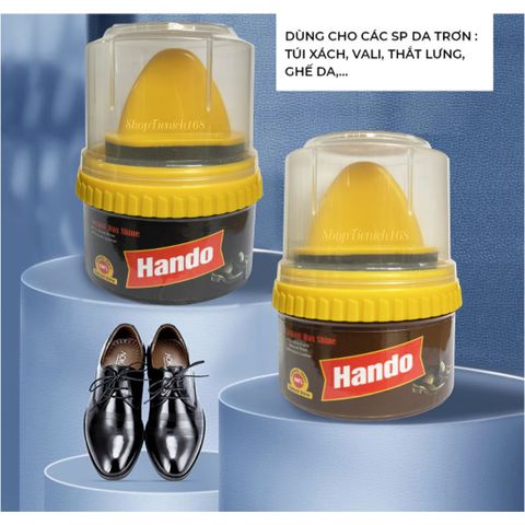 Xi Kem Dưỡng Bóng Đồ Da Hando 60G - Chống Thấm, Phục Hồi Da Giày, Túi Xách, Áo Da, Sofa - Màu Nâu, Không Màu, Tiện Lợi